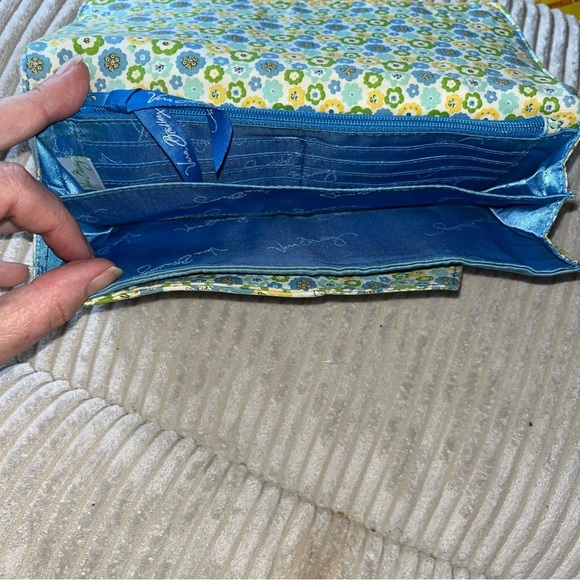 Vera Bradley Travel Wallet in English Meadow blue yellow green floral - Picture 7 of 7